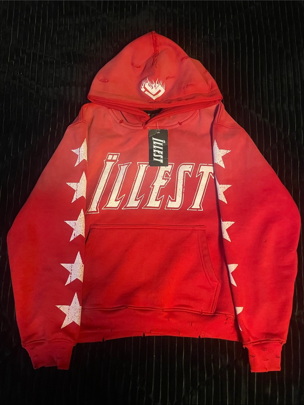 ILLEST Red Star-Stripe Hoodie